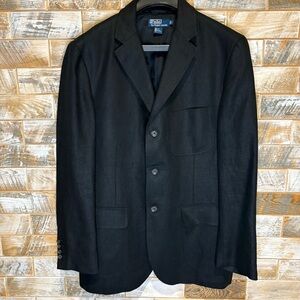 Ralph Lauren Black Linen Sport Coat Classic Design